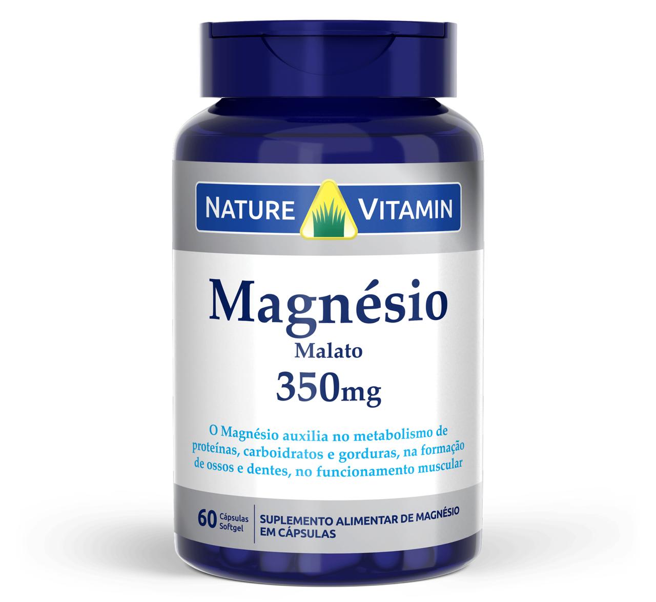 Magnésio Malato 350mg - 60 Cáps Softgel - Nature Vitamin (SCP)