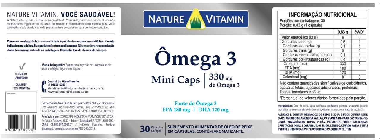 Ômega 3 Mini - 30 Mini Softgel - Nature Vitamin (SCP)