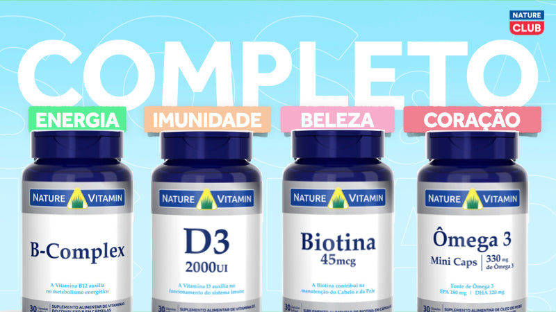 5x Kit COMPLETO: Ômega 3, Vitamina D3, Complexo B, Biotina